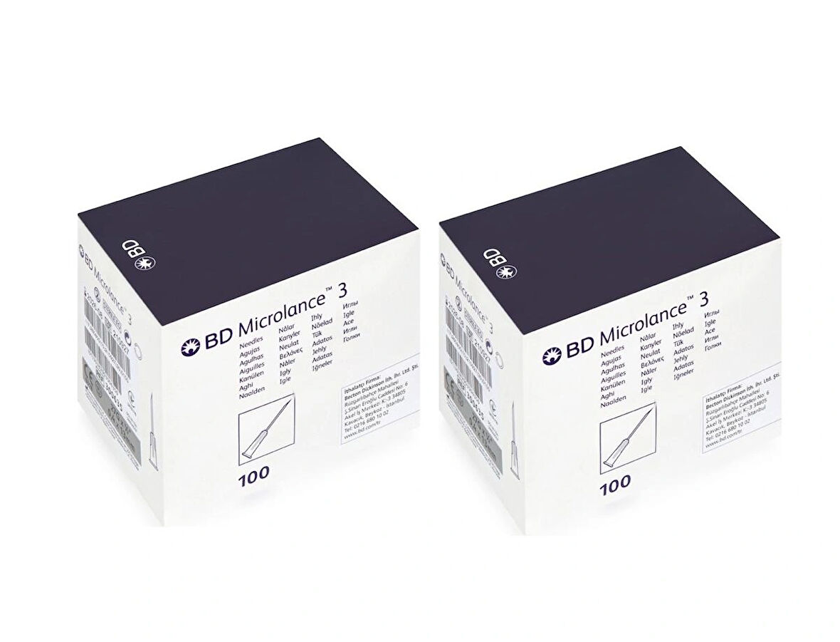 BD Microlance 3 | 27G x ½" (0,4 x 13 mm) | Gri Renk | Steril Enjektör İğnesi | 2 Kutu (Toplam 200 Adet) | Luer Lock / Slip Uyumlu