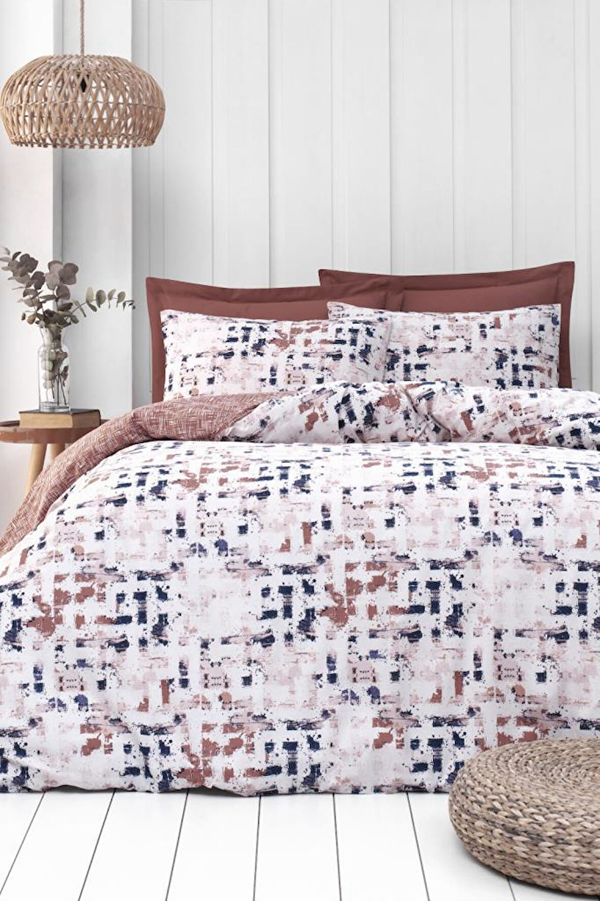 Çift Kişilik Nevresim Takımı Ranforce 200X220 Strato On Cınnamon