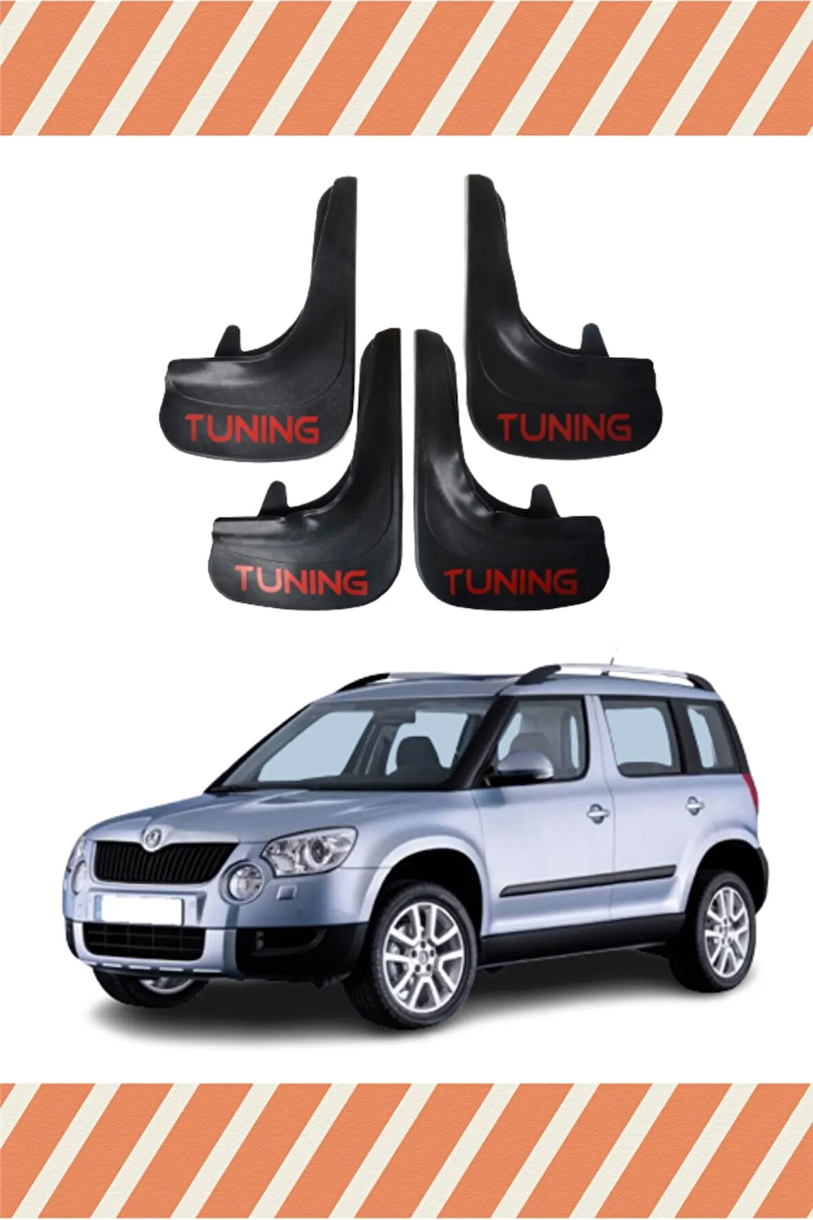 Skoda Yeti Tuning yazılı 4’lü tozluk çamurluk paçalık performans odaklı