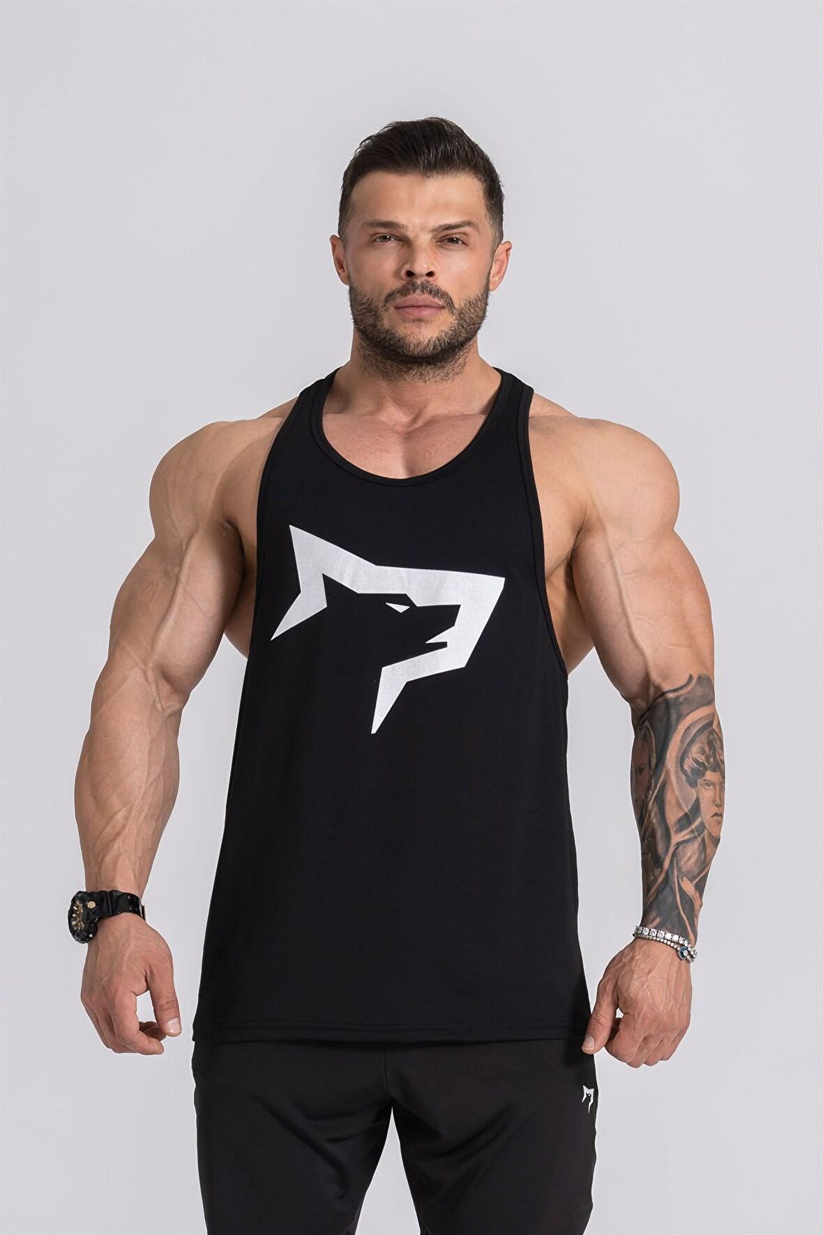 Gymwolves Erkek Spor Atleti Siyah | Workout Tanktop | Wolf Serisi
