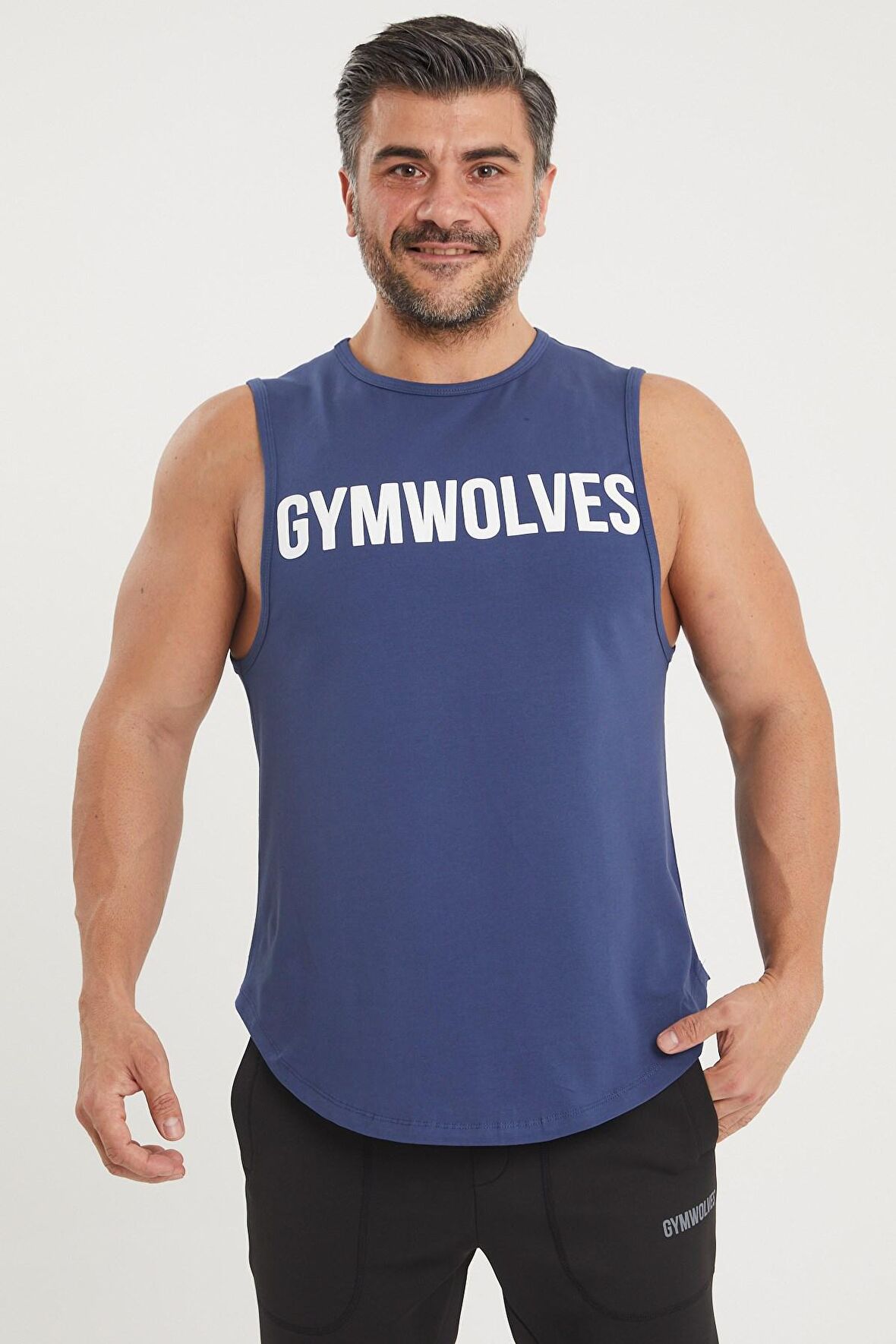 Gymwolves Erkek Kolsuz Tişört İndigo | Erkek Spor T-shirt | Workout Tanktop