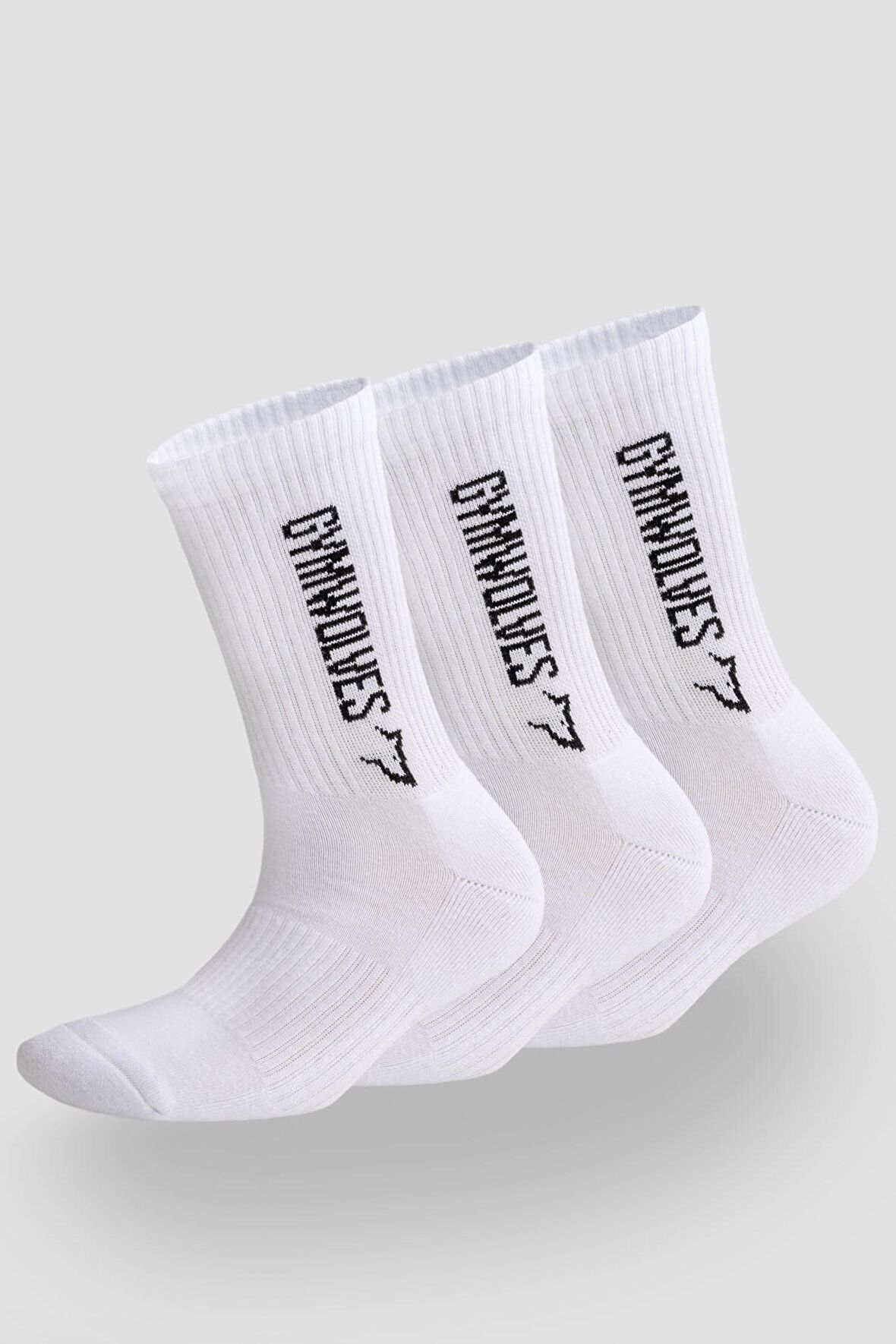 Gymwolves Atlatik Spor Çorap Beyaz | 3 Lü Paket | Unisex Çorap | Sock