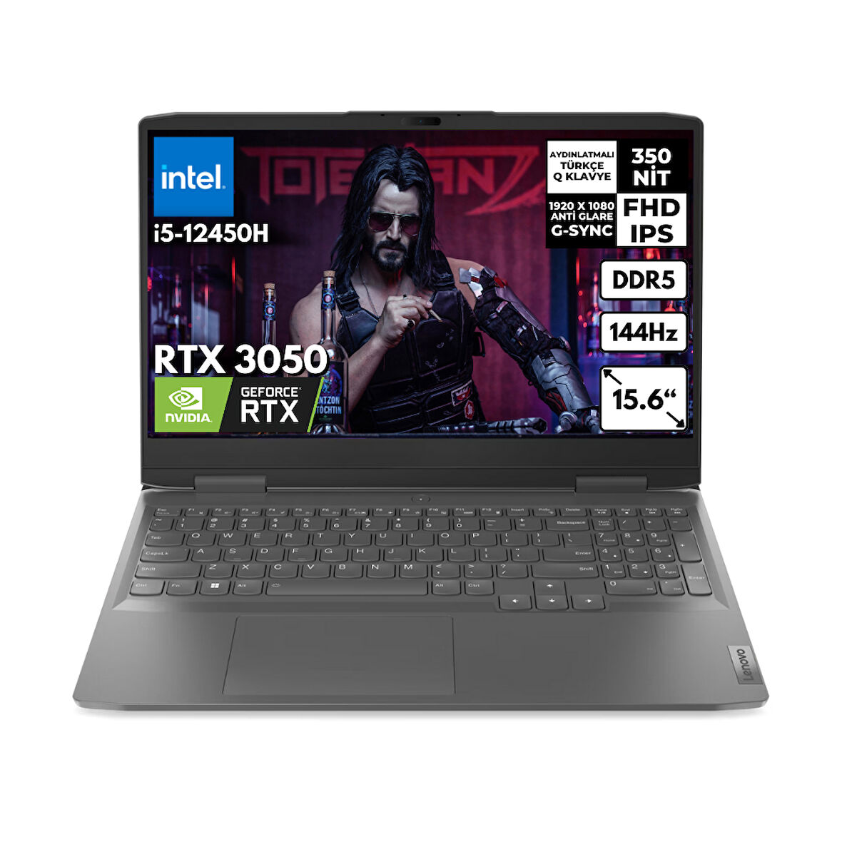 Lenovo LOQ i5-12450H 16-GBDDR5 1 TBSSD RTX3050 6GB (95W) 15.6" 144Hz FHD Freedos Gaming Laptop 82XV00WYTX BT16