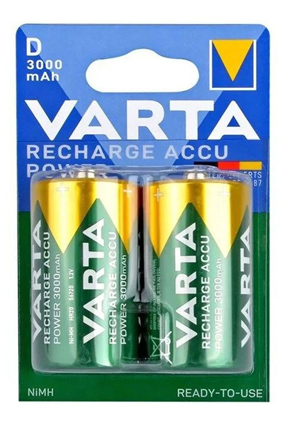 3000 mAh D Şarj Edilebilir Accu Power Ready2Use Büyük Pil 2’li