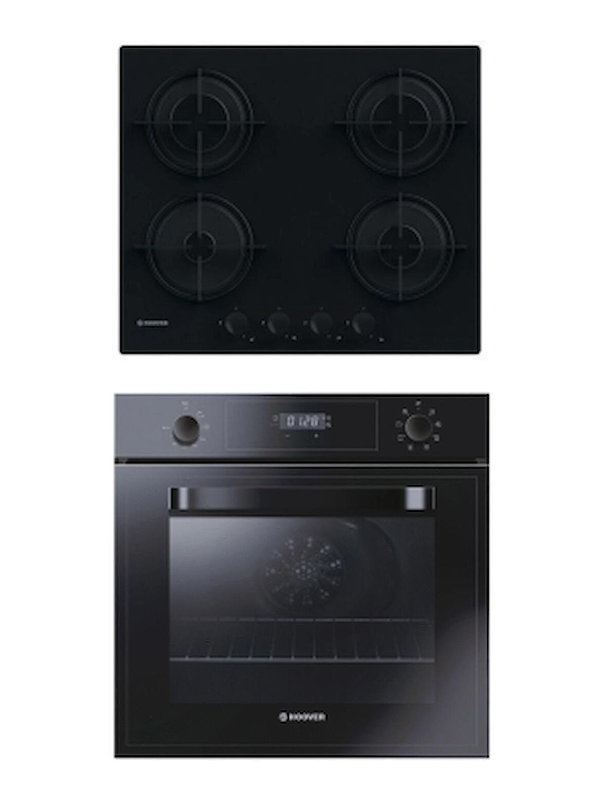 Hoover 2'li Siyah Cam Ankastre Set ( 3051-hvwm6mb )