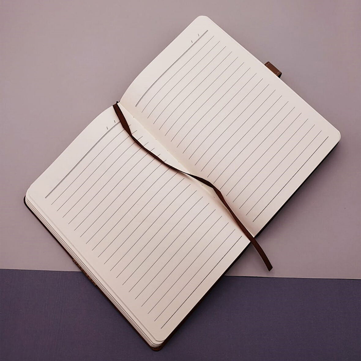 Özel Hediye için Termo Deri Çizgili Kahverengi Defter