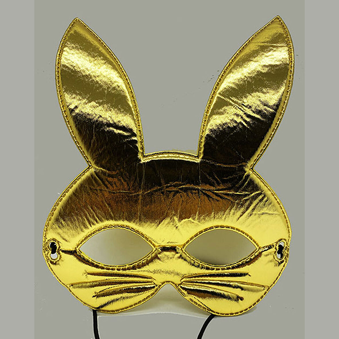 Tavşan Kostümü için Golden Kumaş Maske 25X17CM