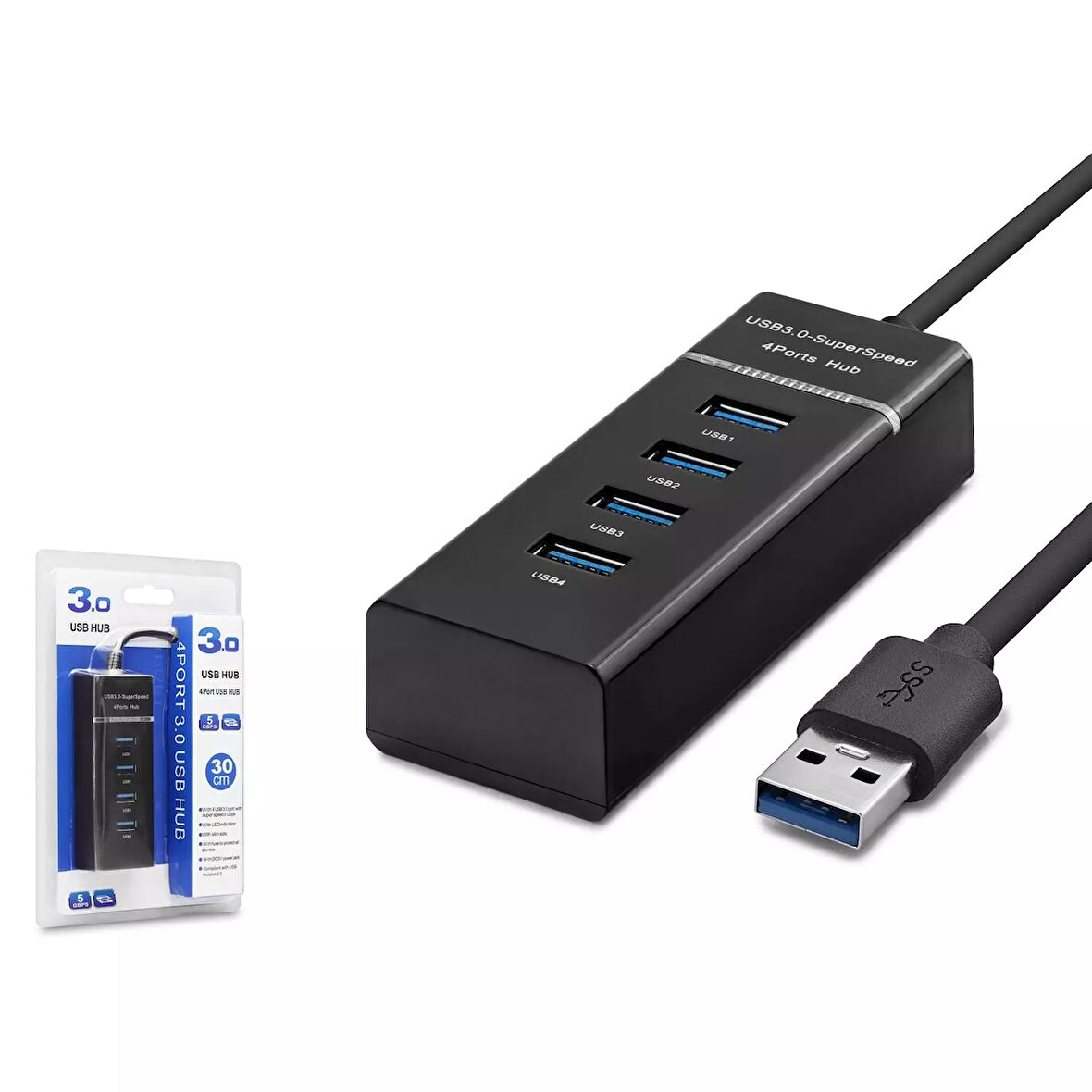 Bilgisayar Keyfi için 4 Çıkışlı 30CM USB 3.0 Kablolu Çoklayıcı Hub