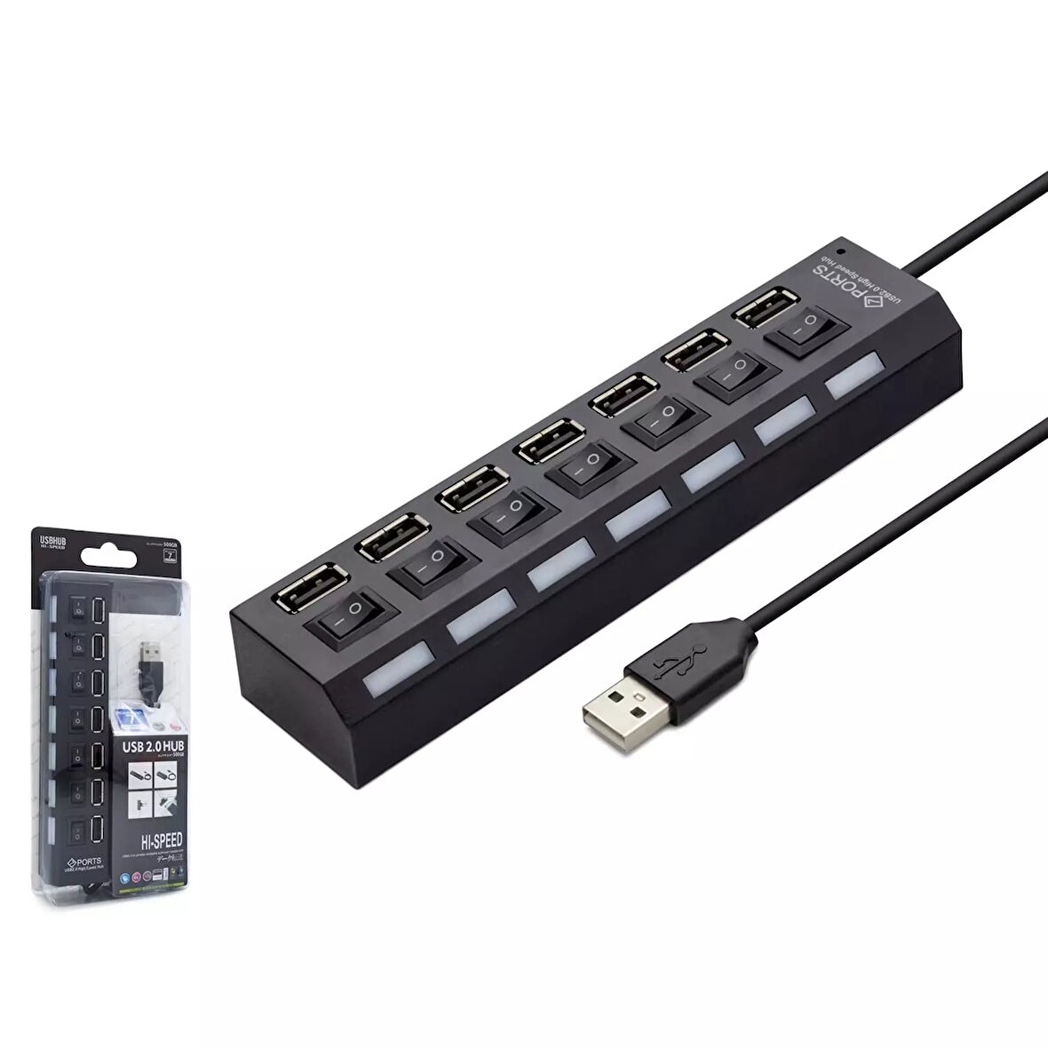 Bilgisayar Keyfi için 7 Çıkışlı USB Kablolu Çoklayıcı Hub