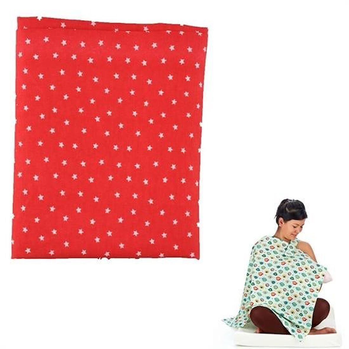 Bebek Mama Keyfi için Yıldız Motif Kemerli Koruyucu Emzirme Önlüğü