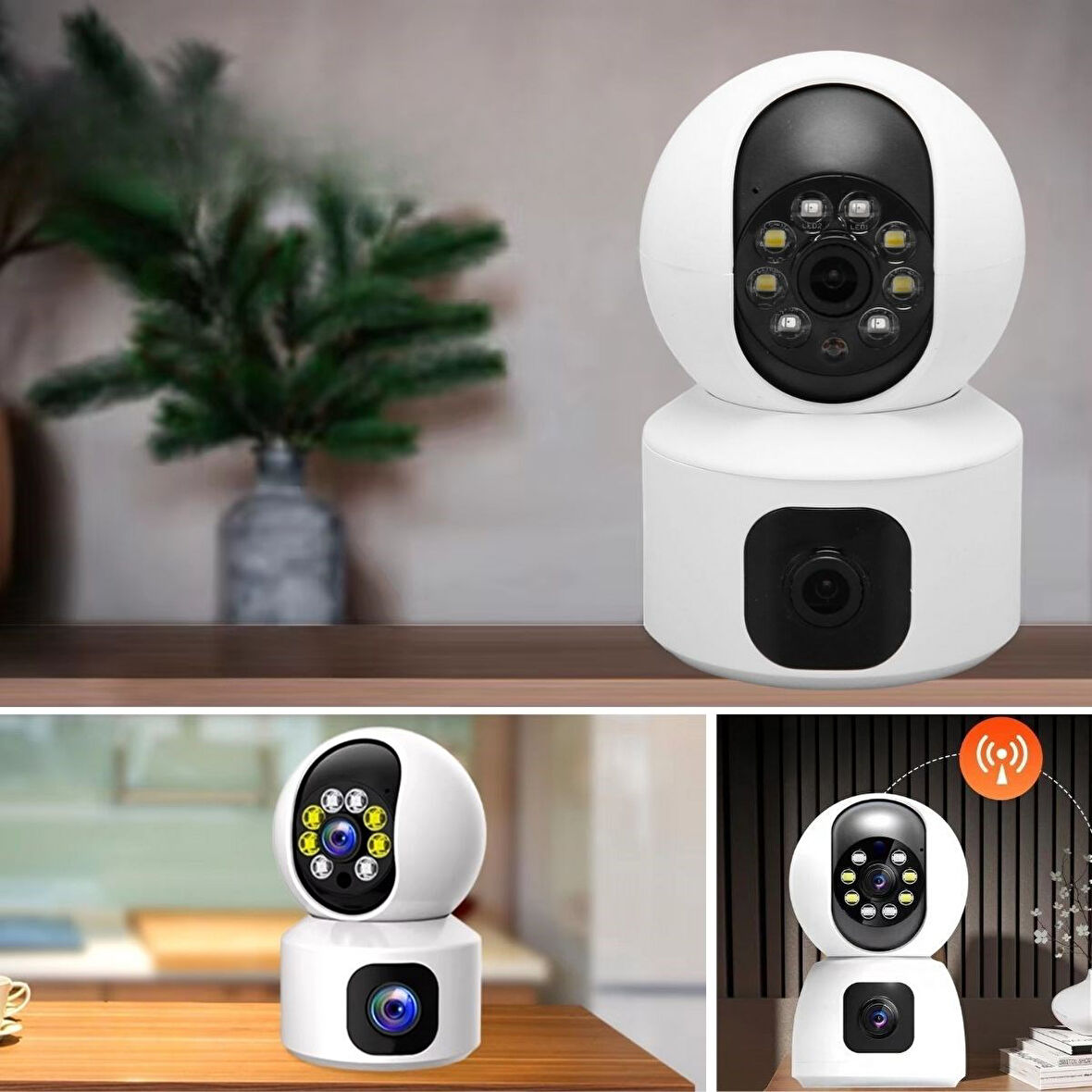 Bebek Odası için Gece Görüşlü Çift Kameralı Wifi Güvenlik Kamerası