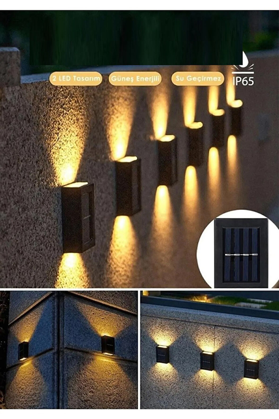 Bahçe Keyfi için Solar Şarjlı Çift Taraflı Aplik Duvar Lambası