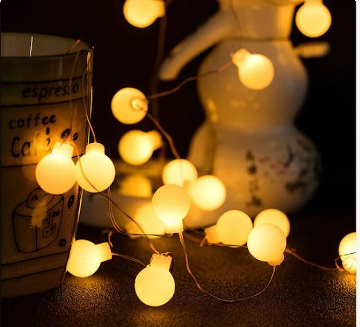 Bahçe Keyfi için Pilli 3MT 2MOD Gün Işıklı 20LED Beyaz Top Şerit Aydınlatma