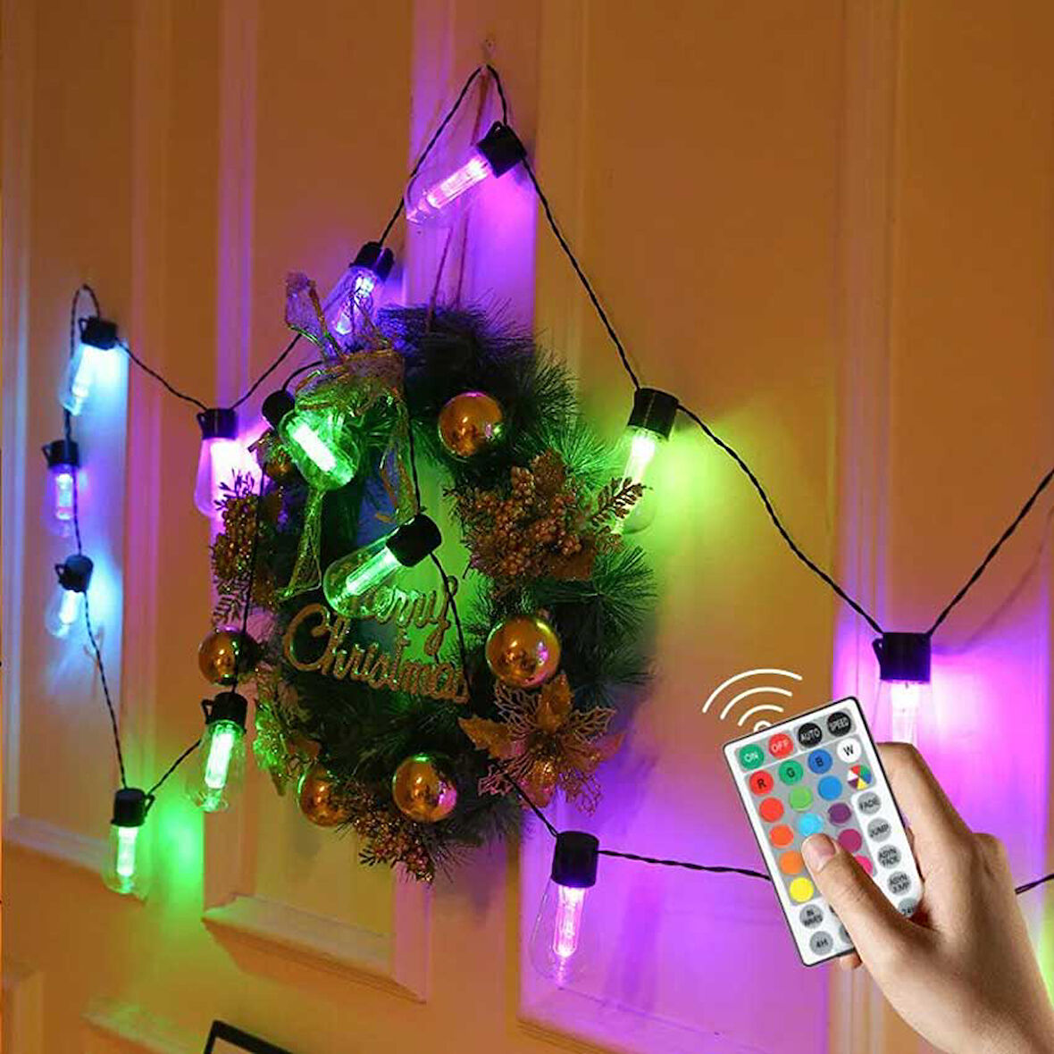 Bahçe Keyfi için Solar Şarjlı 4.5MT RGB Işıklı 10LED Şerit Aydınlatma