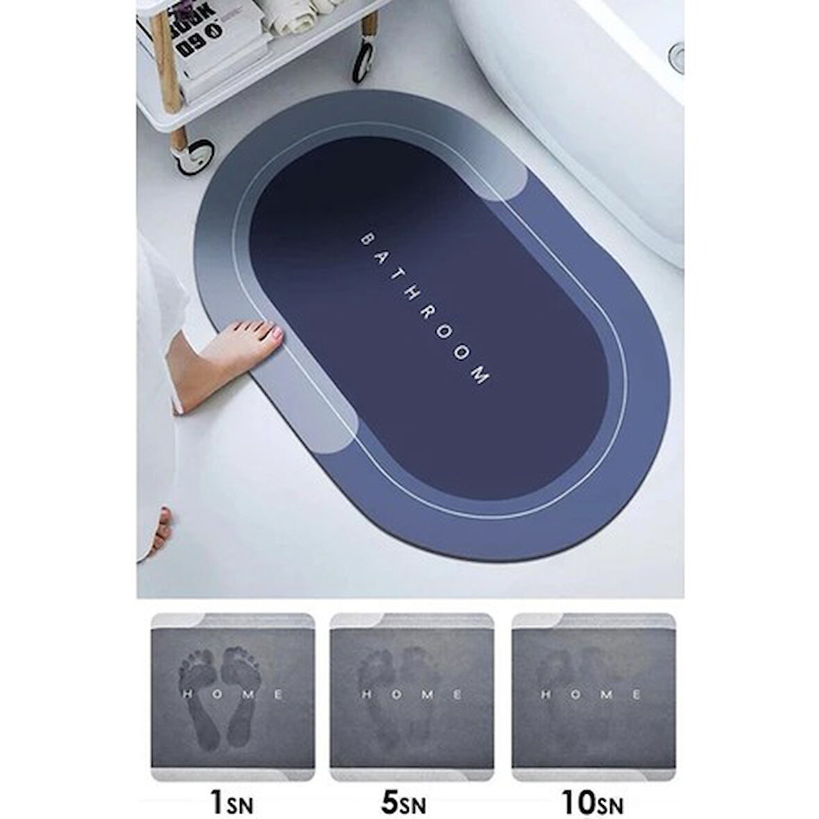 Banyo Dekoru için Kaymaz Tabanlı Süper Su Emici Paspas