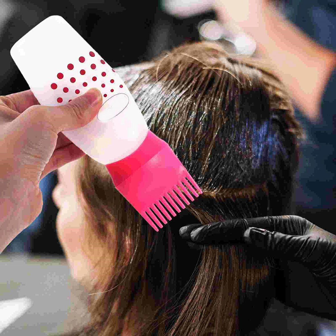 Saç Boyama için 2li set Hazneli Taraklı Silikon Duş Yıkama Masaj Bakım Seti