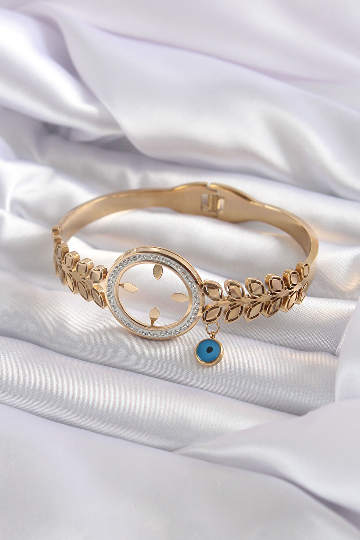 Zarif Kadın için Golden Çelik Çeyreklik Takılır Tip Zirkonlu Kelepçe