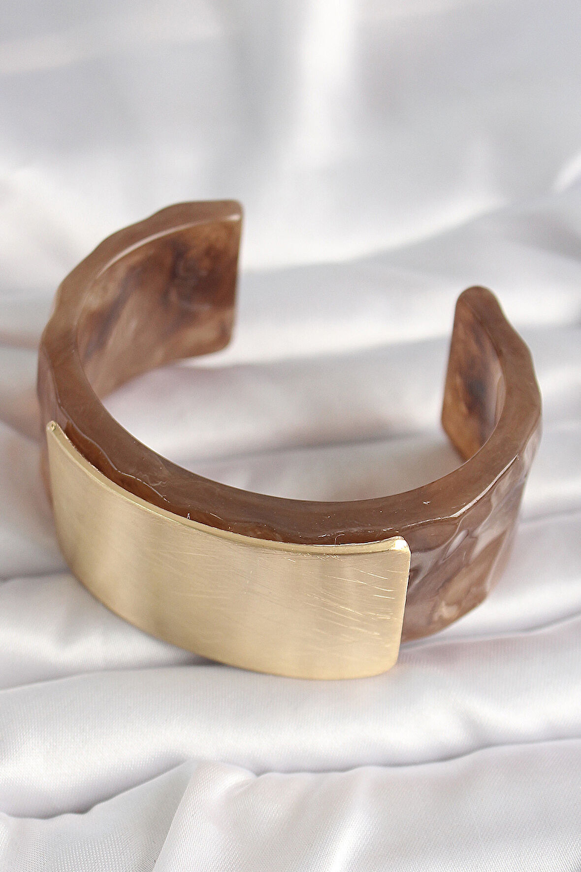 Zarif Kadın için Golden Akrilik Kahve Mermer Stil Dörtgen Retro Bilezik