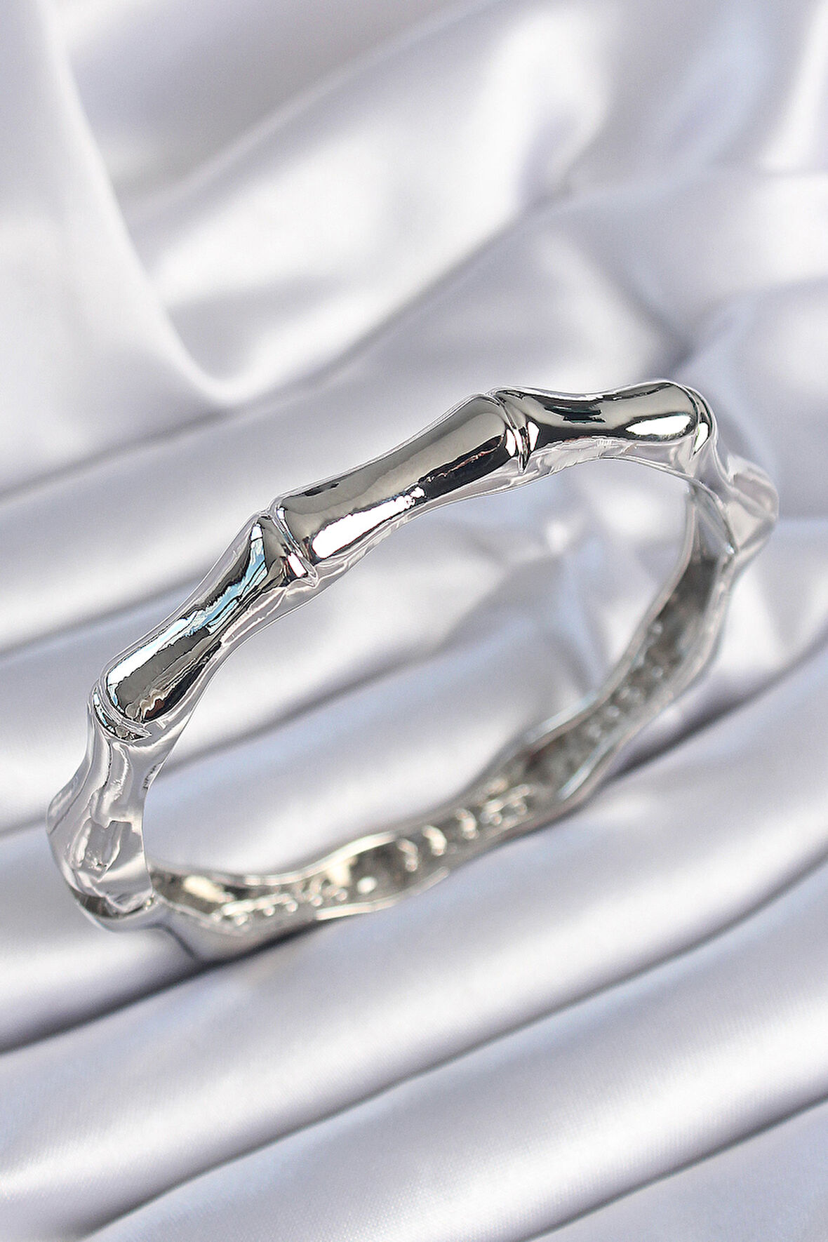 Zarif Kadın için Silver Pirinç Bambu Bileklik