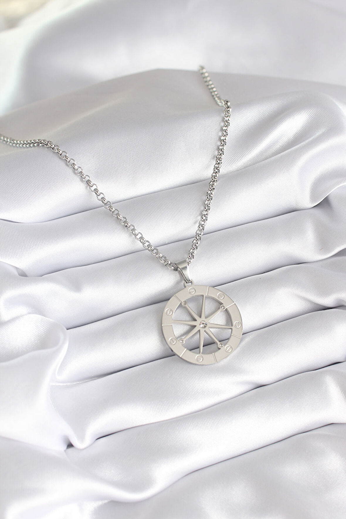 Zarif Kadın için Silver Çelik Zirkonlu Rüya Kapanı İşeme Kolye