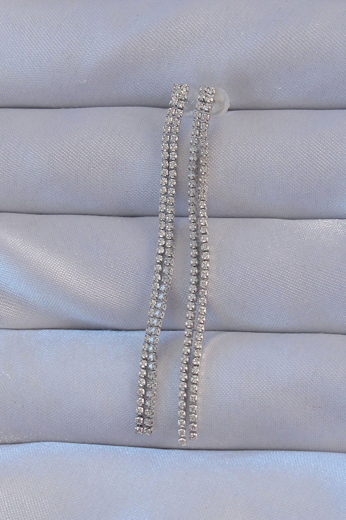 Zarif Kadın için Silver Pirinç Zirkonlu Su Yolu Küpe