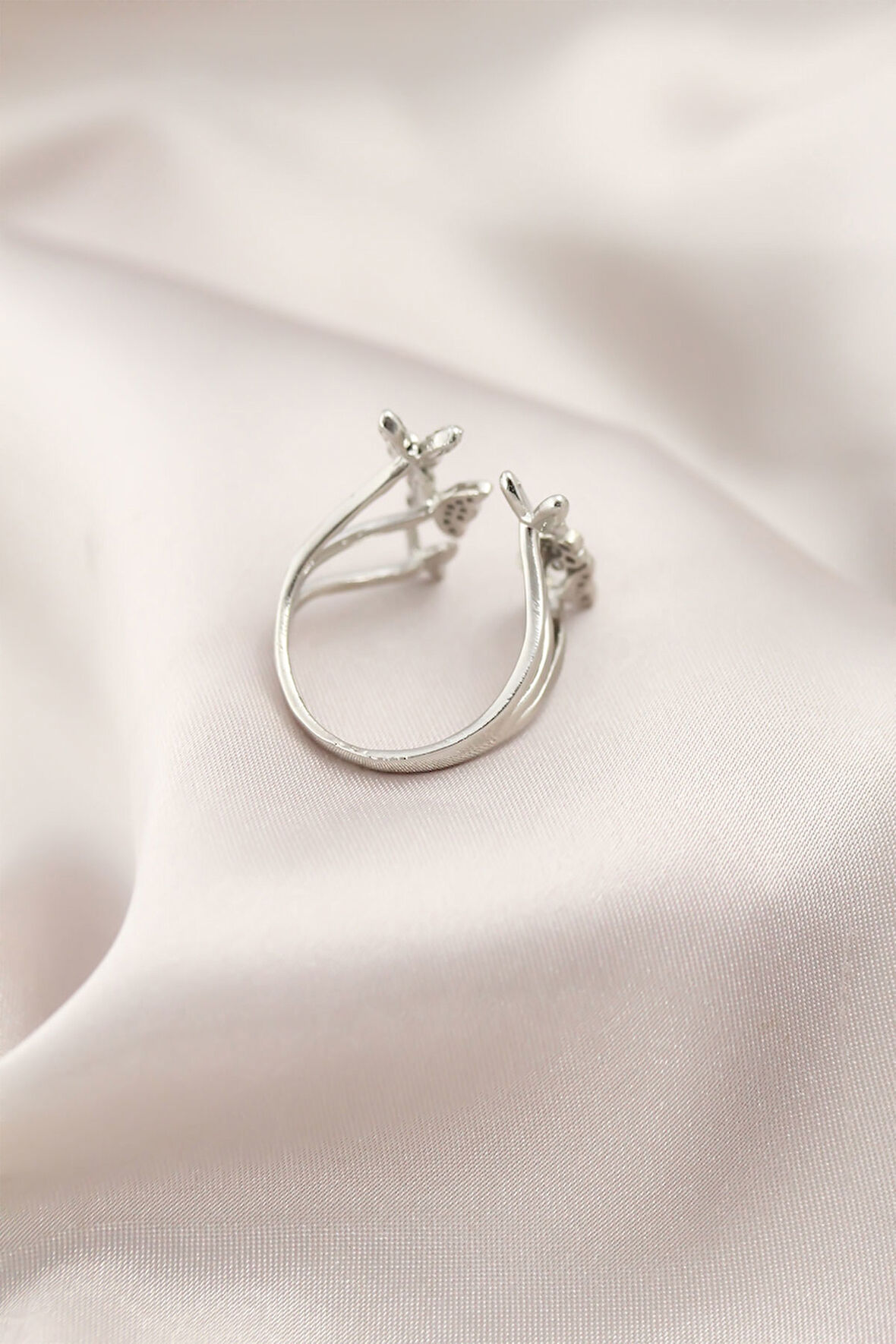 Zarif Kadın için Silver Metal Kelebek Yüzük