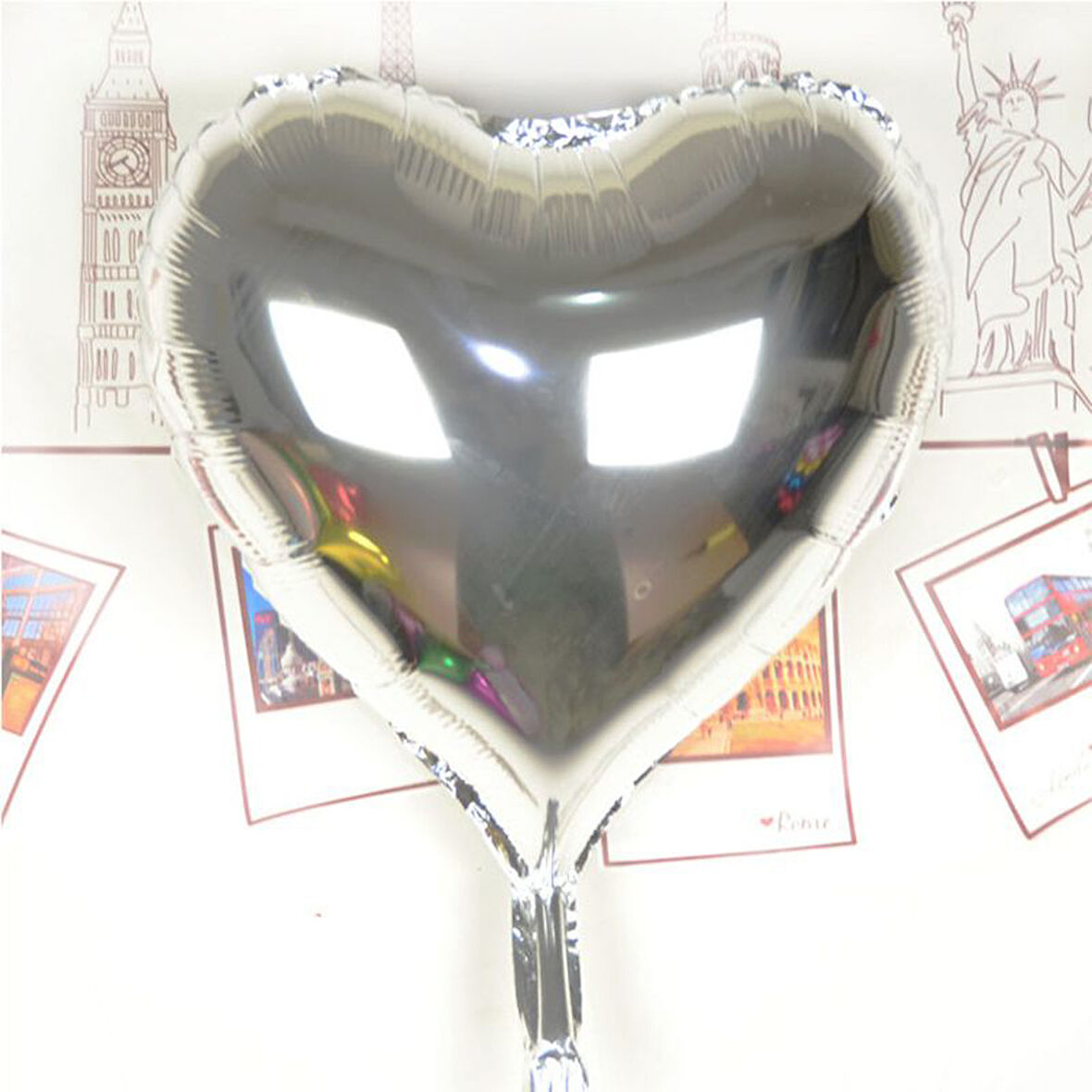 Büro Ev Partisi için 80CM Silver Kalp Uçan Folyo Balon