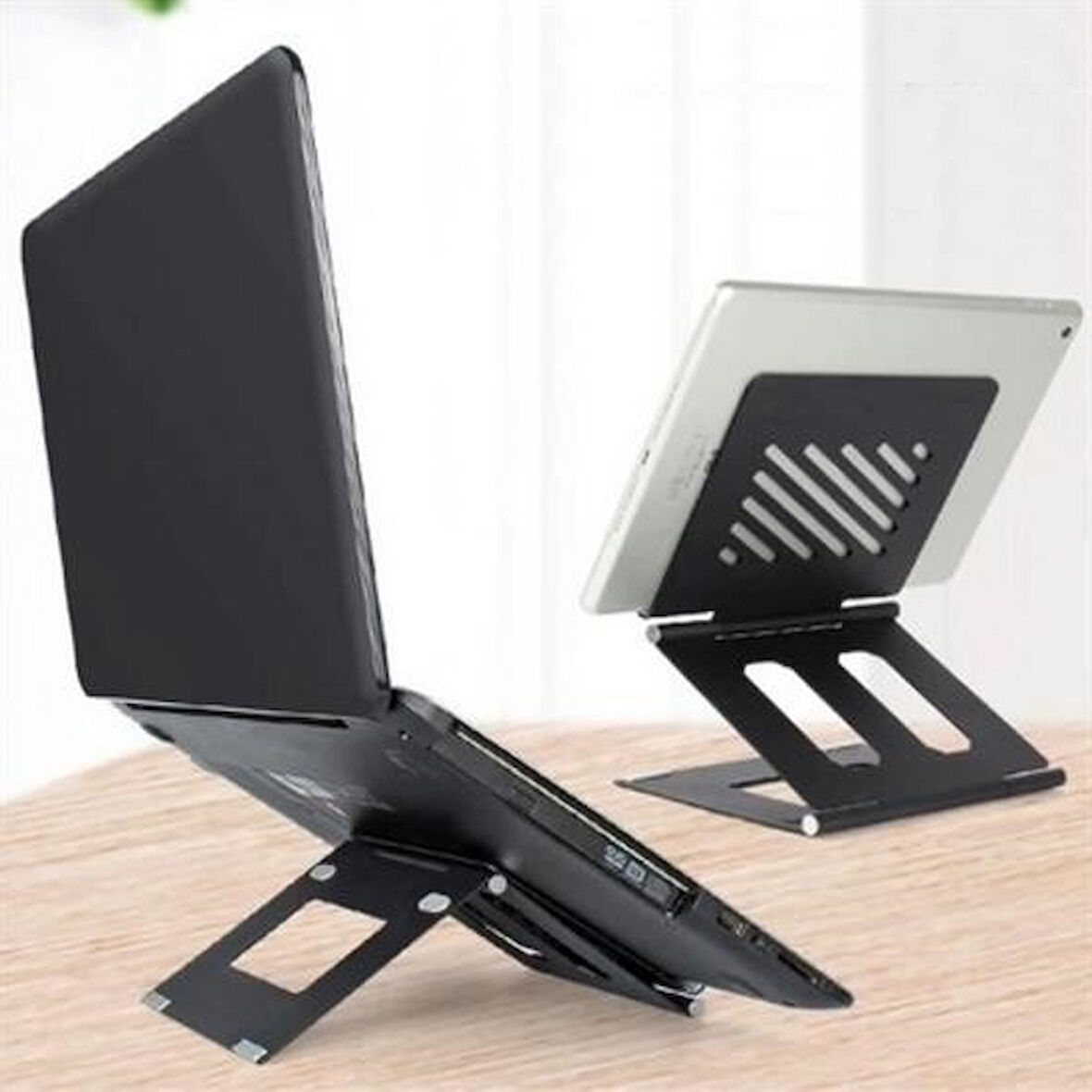 Büro Ev Ofis Bilgisayarı için Katlanır Ayarlı Metal Dizüstü Notebook Yükseltici Sehpası