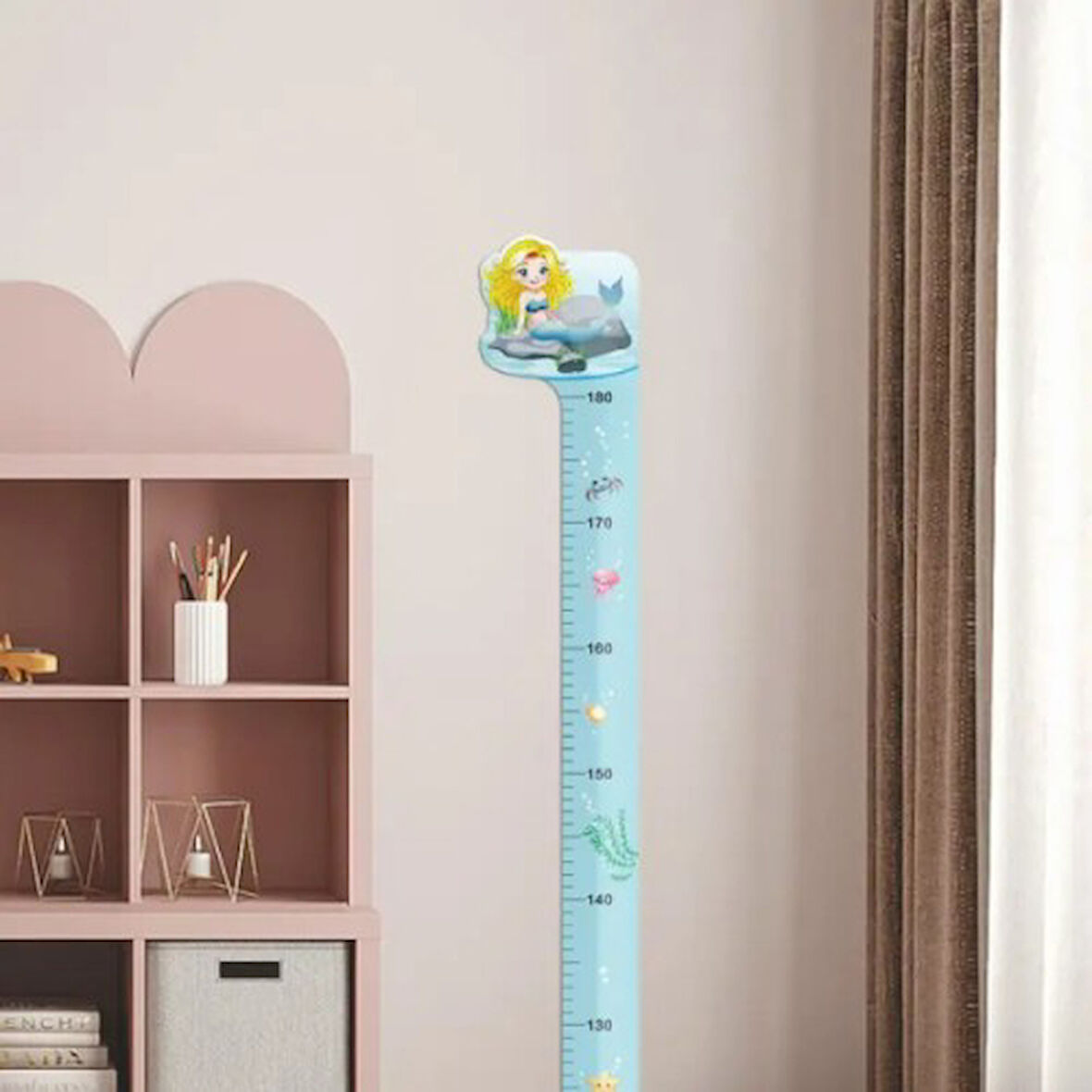 Büro Ev Ofis Dekoru için Kız Çocuğu Gelişim Boy Ölçüm Duvar Stickerı