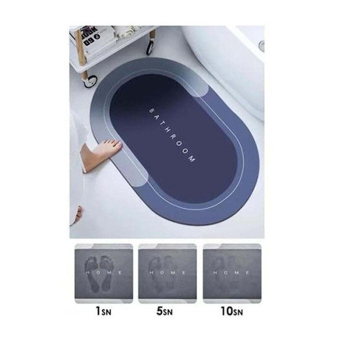 Büro Ev Ofis Banyosu için Süper Emici Oval Banyo Paspası