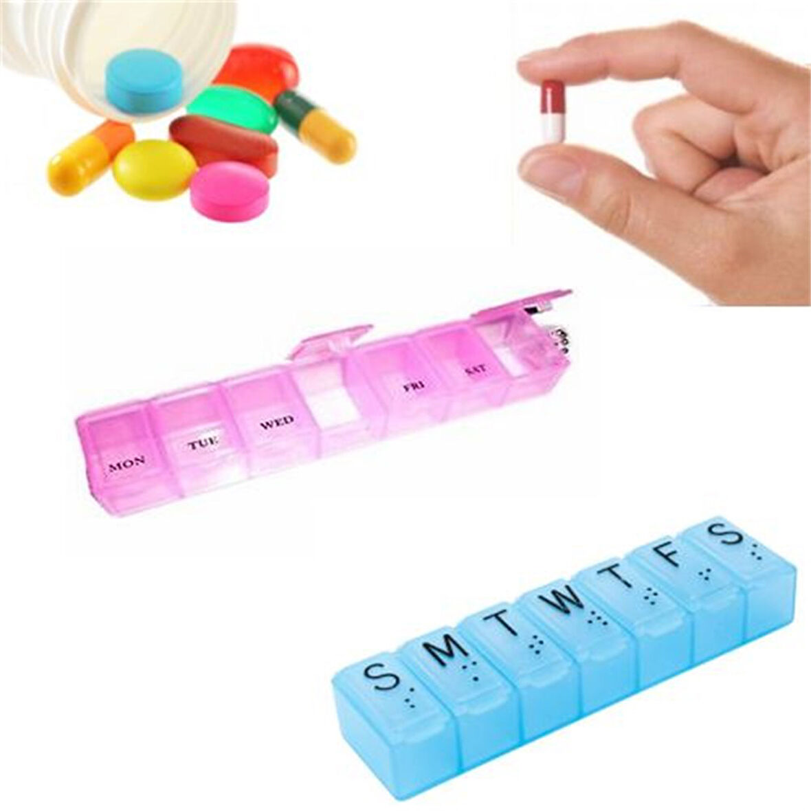 Büro Ev Ofis Personel Hasta Bakımı için 3ADET Kapaklı Haftalık İlaç Planlama Kutu Seti