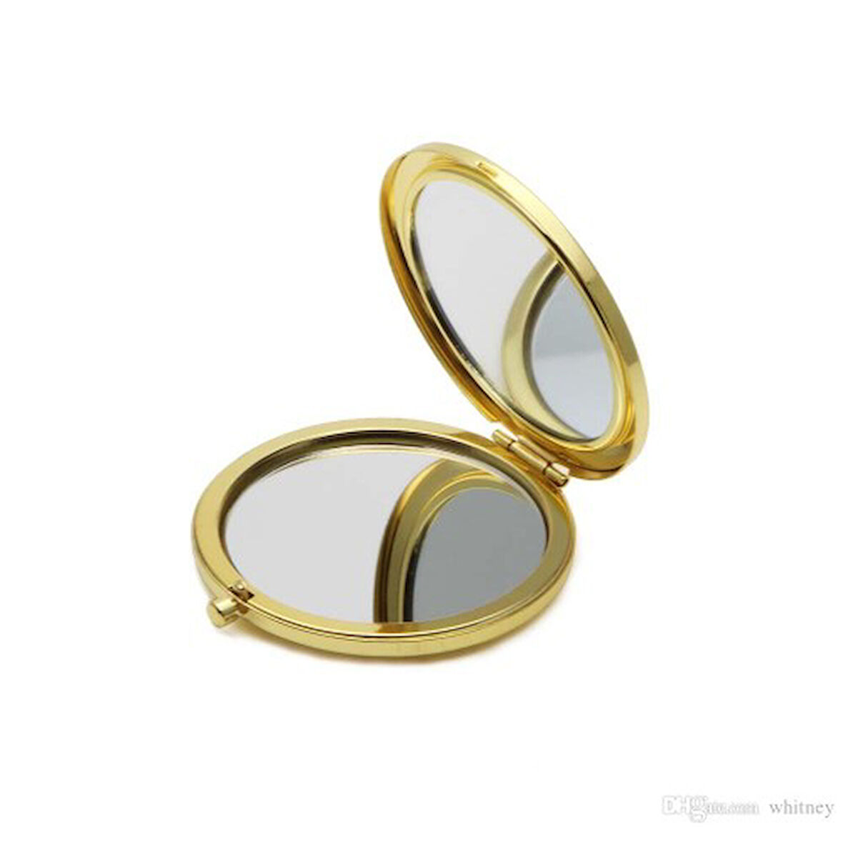 Büro Ev Ofis Personeli için Sarı Metalik Çantada Taşınır Mini Ayna