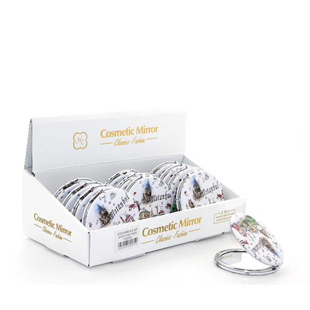 Büro Ev Ofis Personel Hediyesi için Taşlı İnce Biçimli İstanbul El Aynası