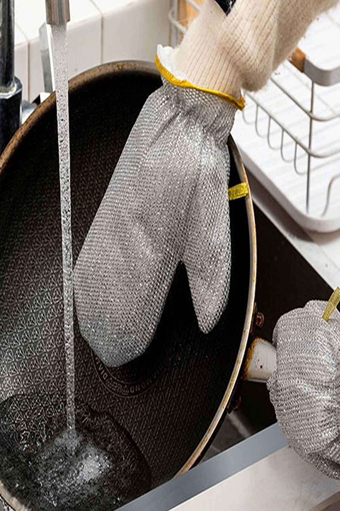 Büro Ev Ofis Mutfağı için 2PARÇA Sızdırmaz Kir Sökücü Ovma Yıkama Bulaşık Eldiven Seti