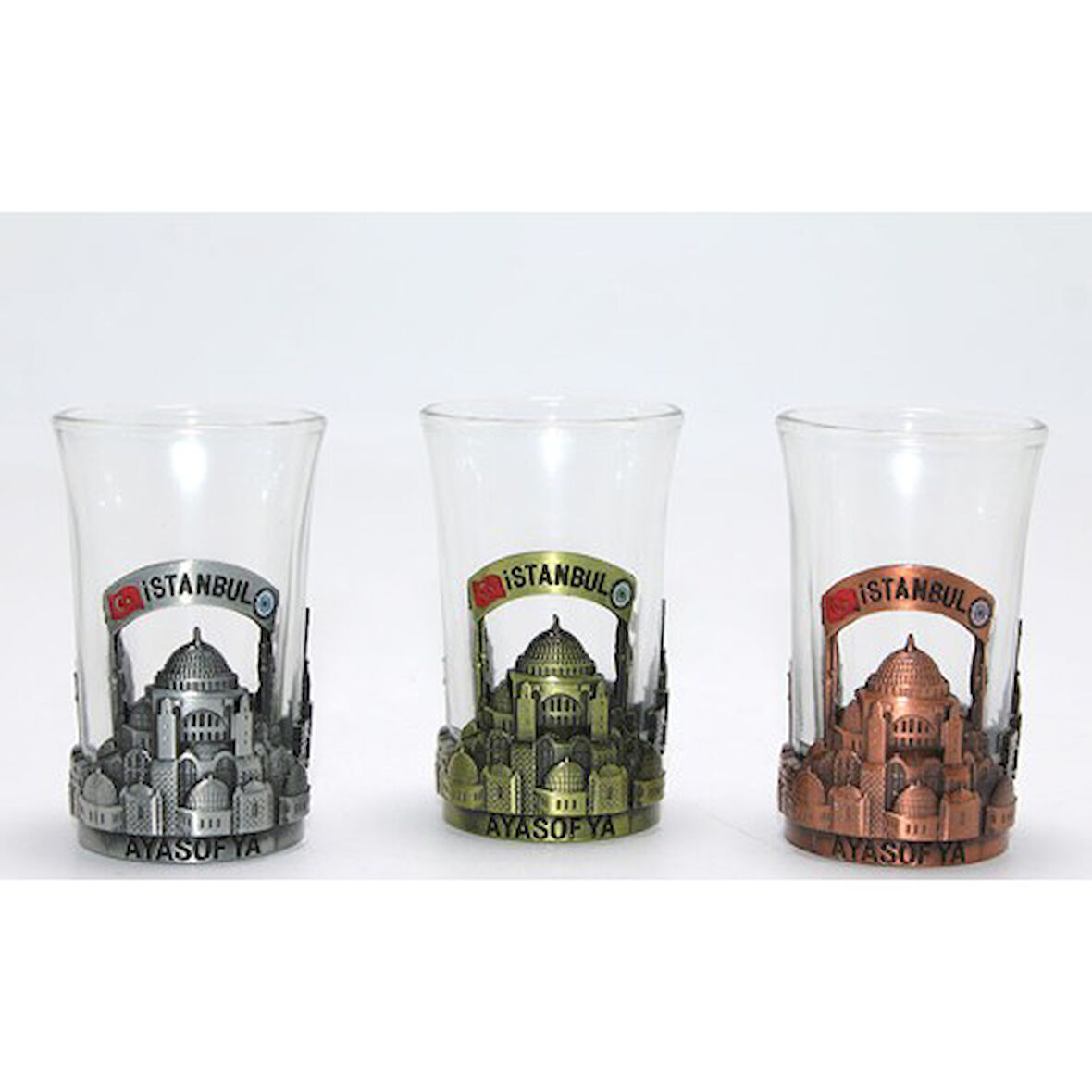 Büro Ev Ofis İçecek Keyfi için Tekli Metal Cam Bardak Shot Bardağı