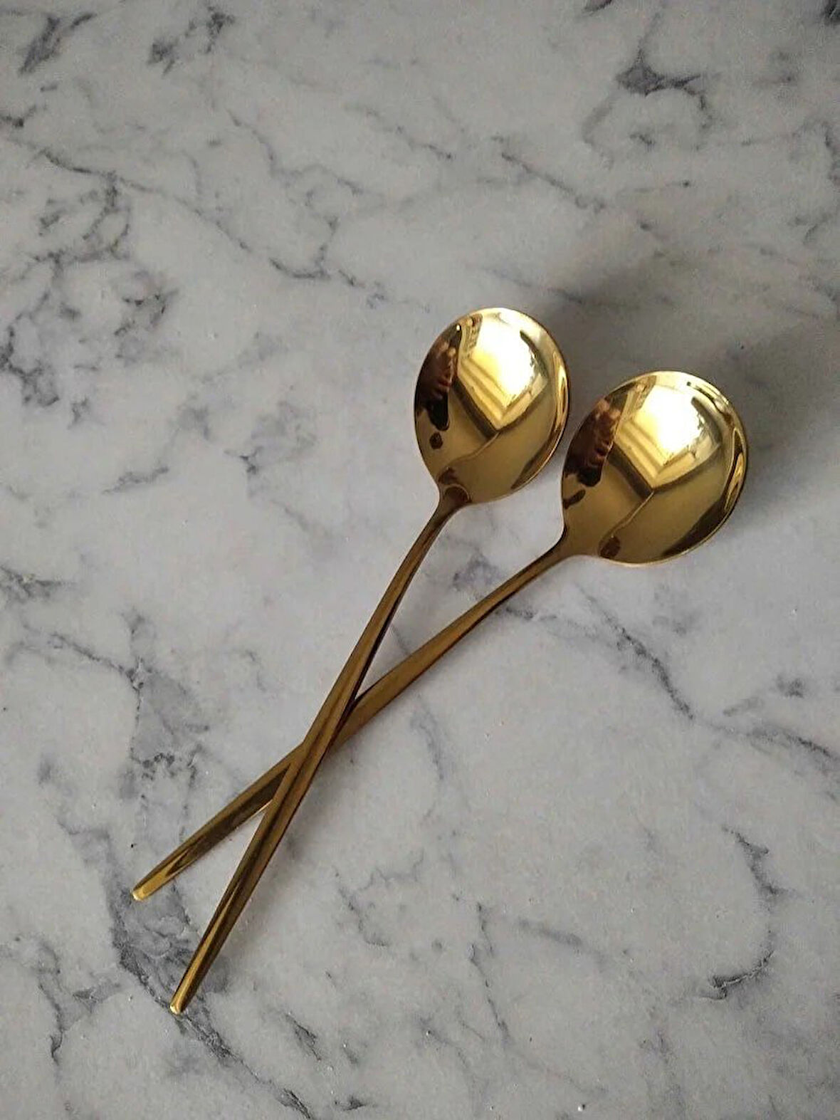Büro Ev Ofis Mutfağı için 6ADET Çelik Golden Titanyum Kaplı Yemek Kaşığı Seti
