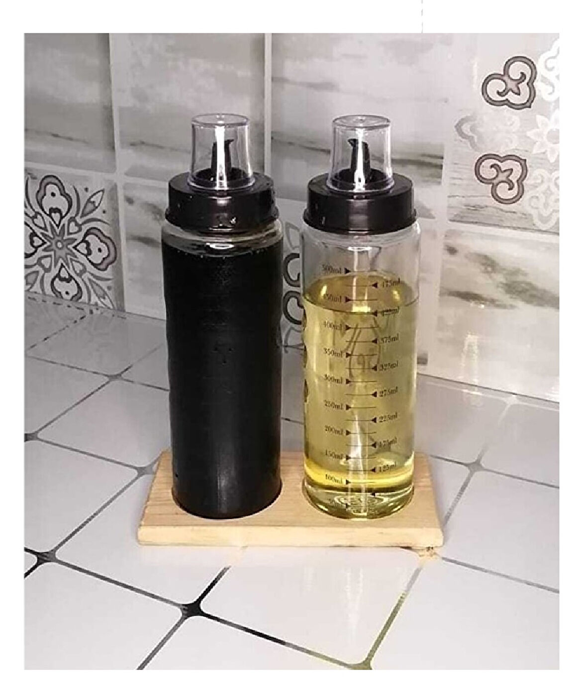 Büro Ev Ofis Mutfağı için 2BÖLME Ahşap Stand Sosluk Sirkelik Limonluk Yağdanlık Altlığı