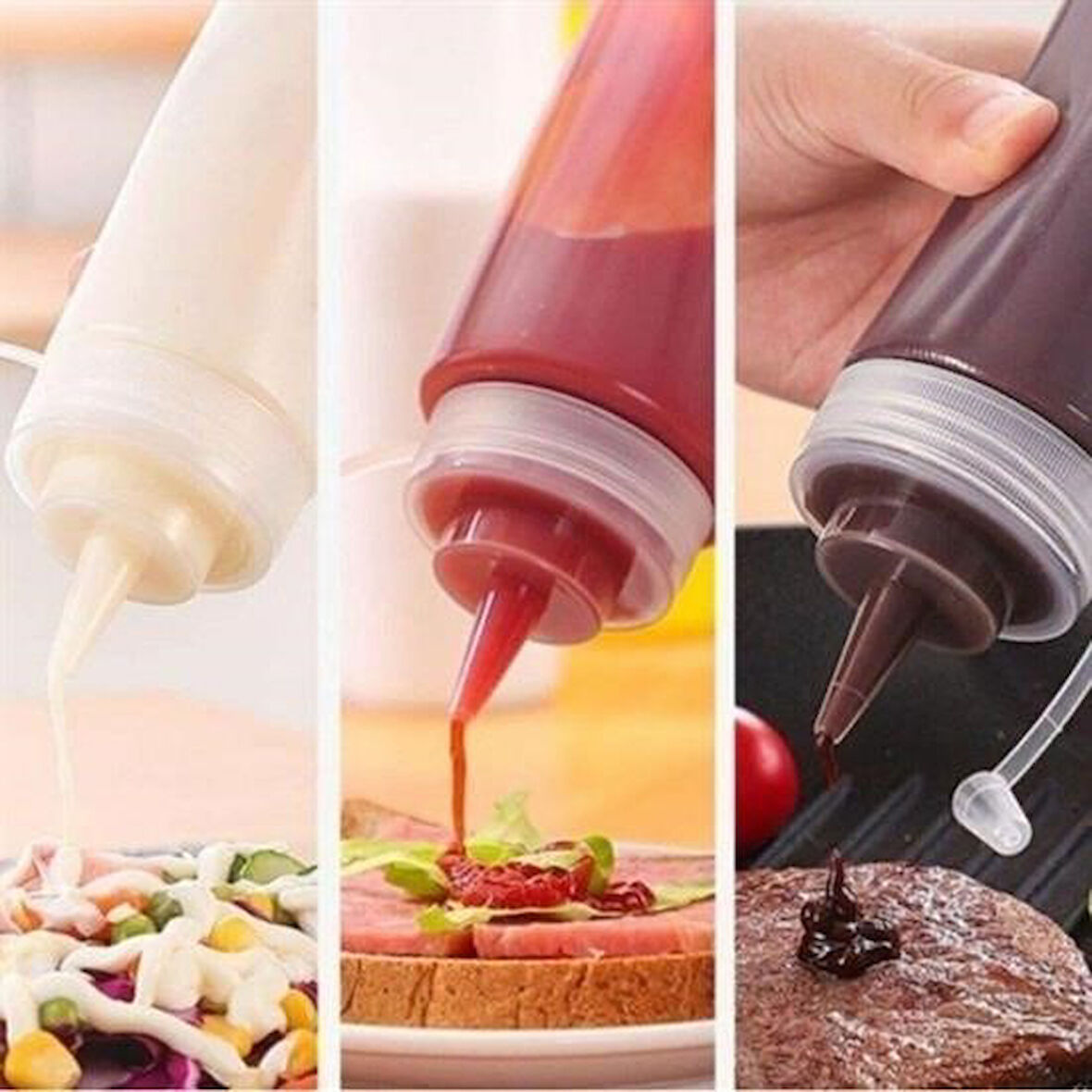 Büro Ev Ofis Mutfağı için 400ML Sızırmaz Şeffaf Kapak Yağlık Sosluk Yağdanlık Şişesi