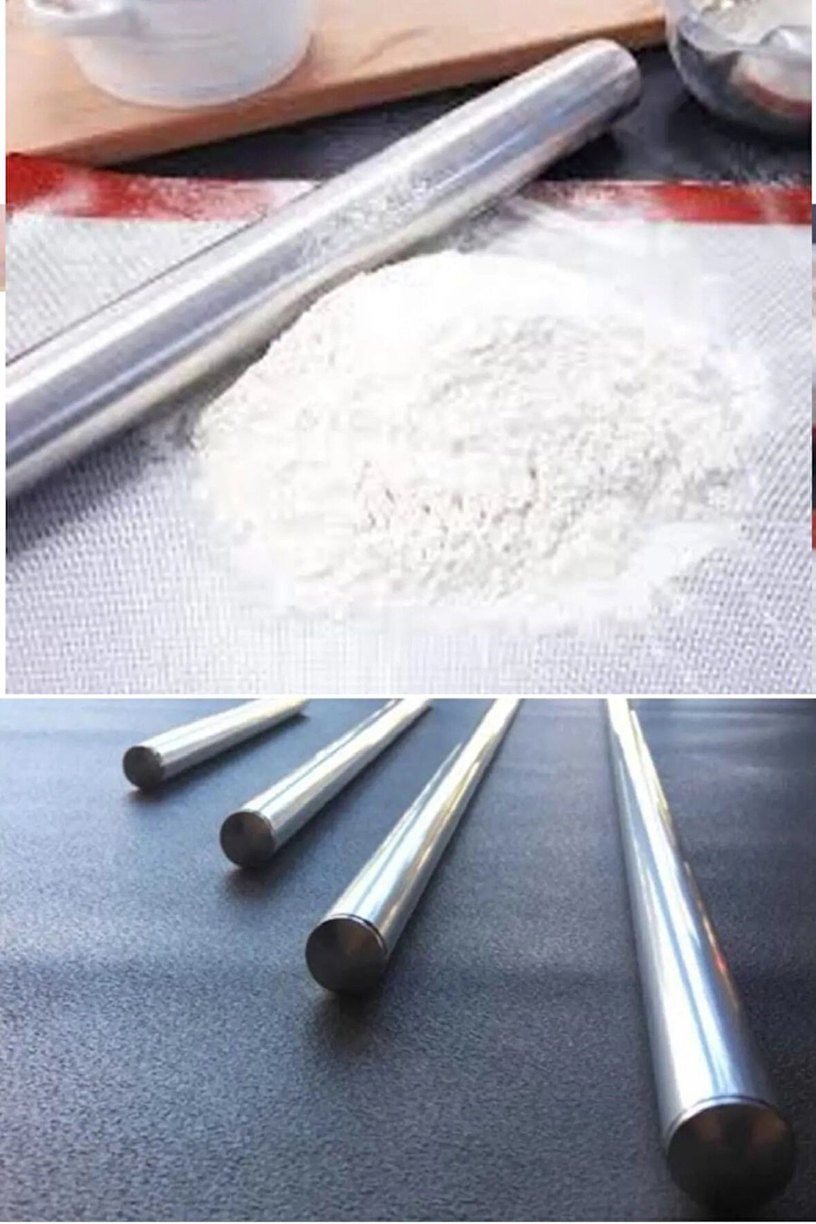 Büro Ev Ofis Mutfağı için Tekli 60CM Paslanmaz Oklava Hamur Yufka Açma Oklavası