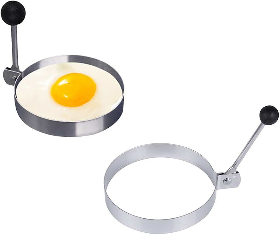 Büro Ev Ofis Mutfağı için Metalik Daire Motif Metal Omlet Yumurta Krep Kalıbı