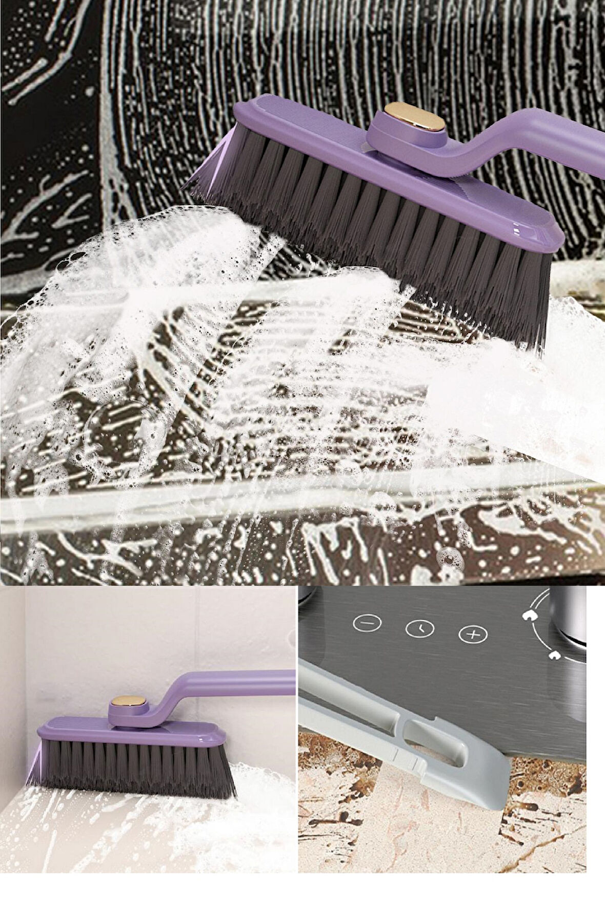 Büro Ev Ofis Yazlık Hijyeni için 360 Dönen Cımbızlı Askılı Wc Banyo Temizlik Fırçası