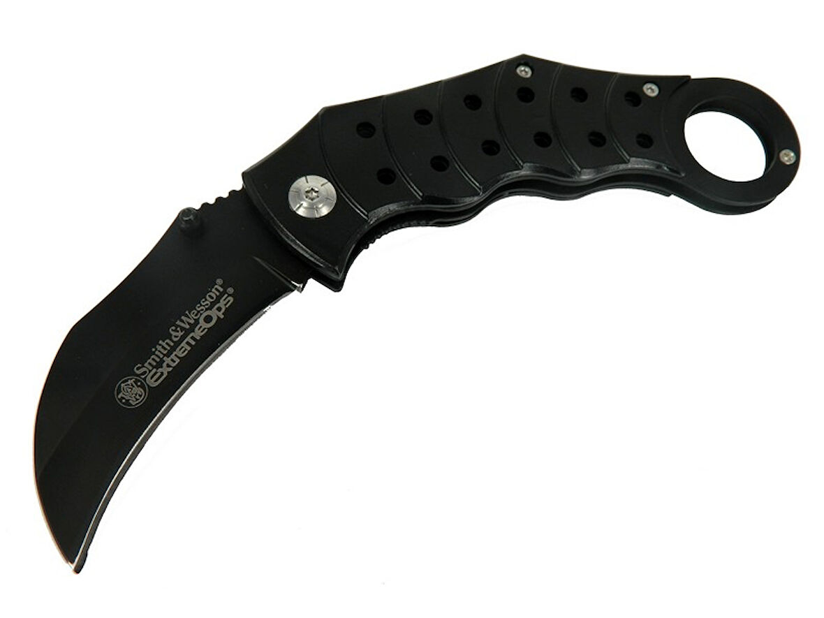 Büro Ev Ofis Kamp Keyfi için 18CM Siyah Karambit Metal Saplı Manuel Çakı