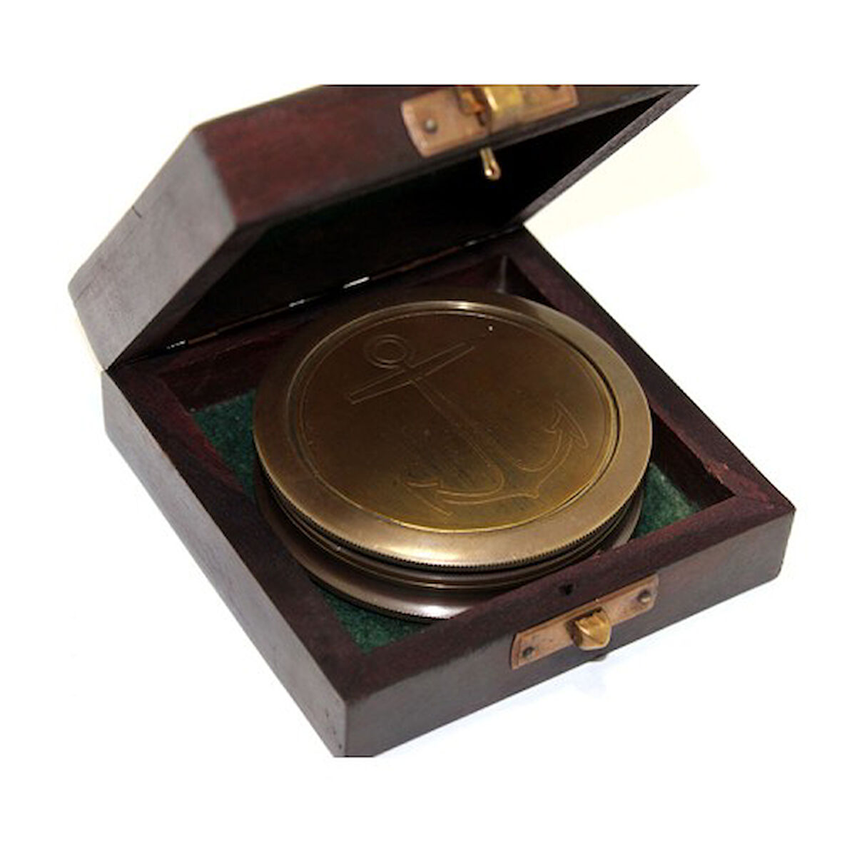 Büro Ev Ofis Hediyesi için Ahşap Kutulu Trend Pirinç Pusula