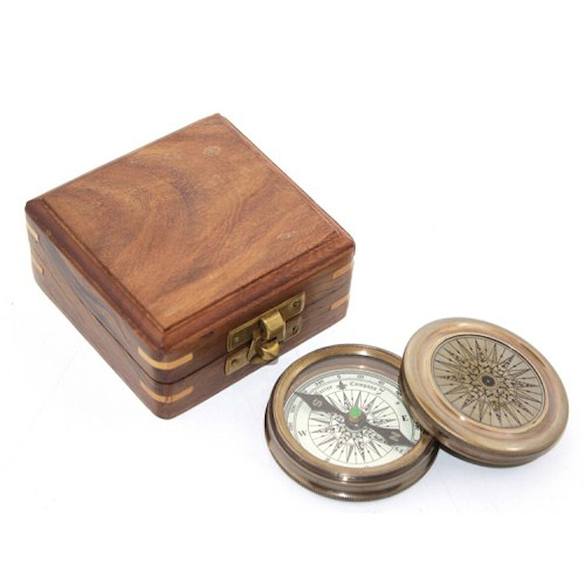 Büro Ev Ofis Hediyesi için Ahşap Kutulu Trend Prestij Pusula