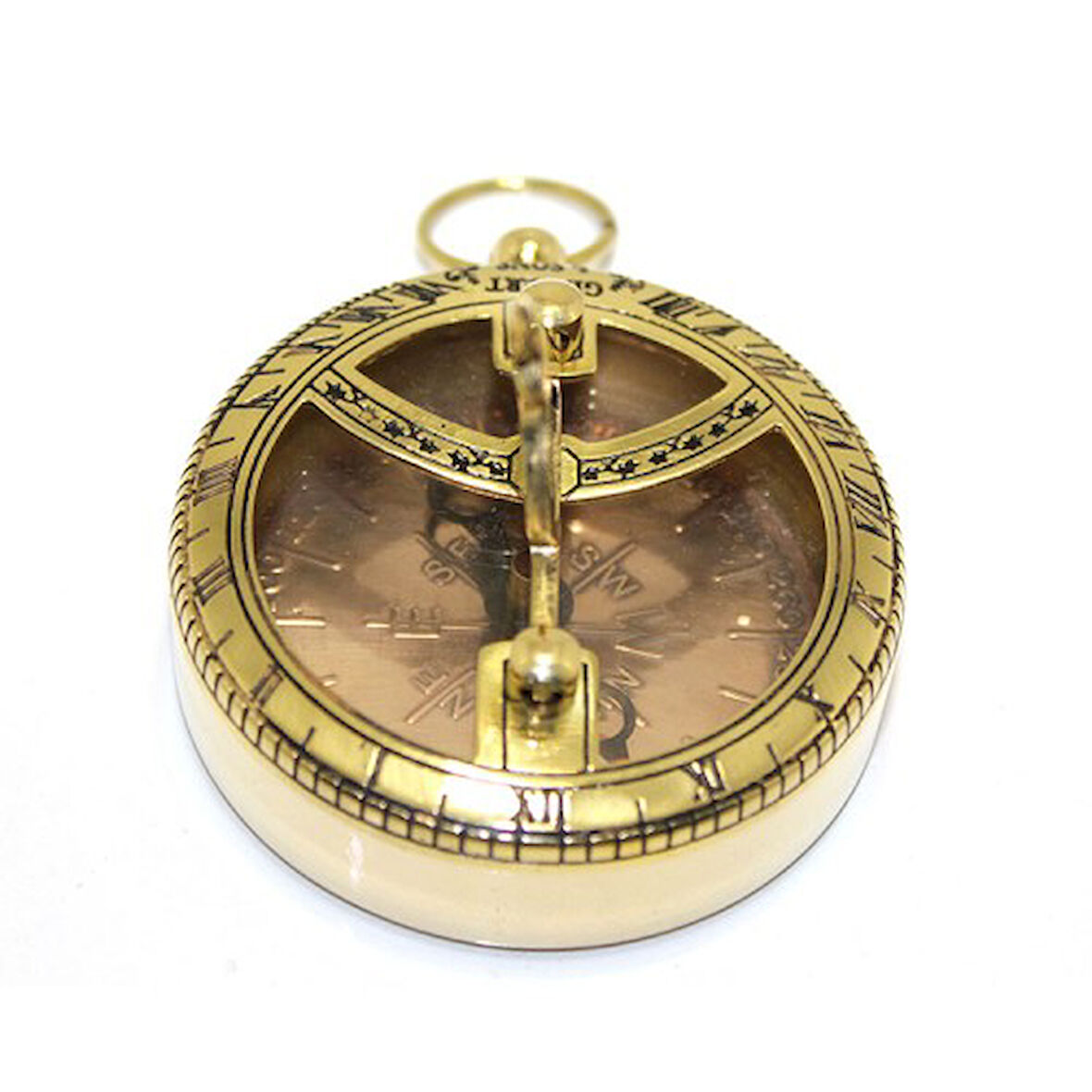 Büro Ev Ofis Hediyesi için Masaüstü  Tip Pirinç Yapım Güneş Saatli Prestij Pusula