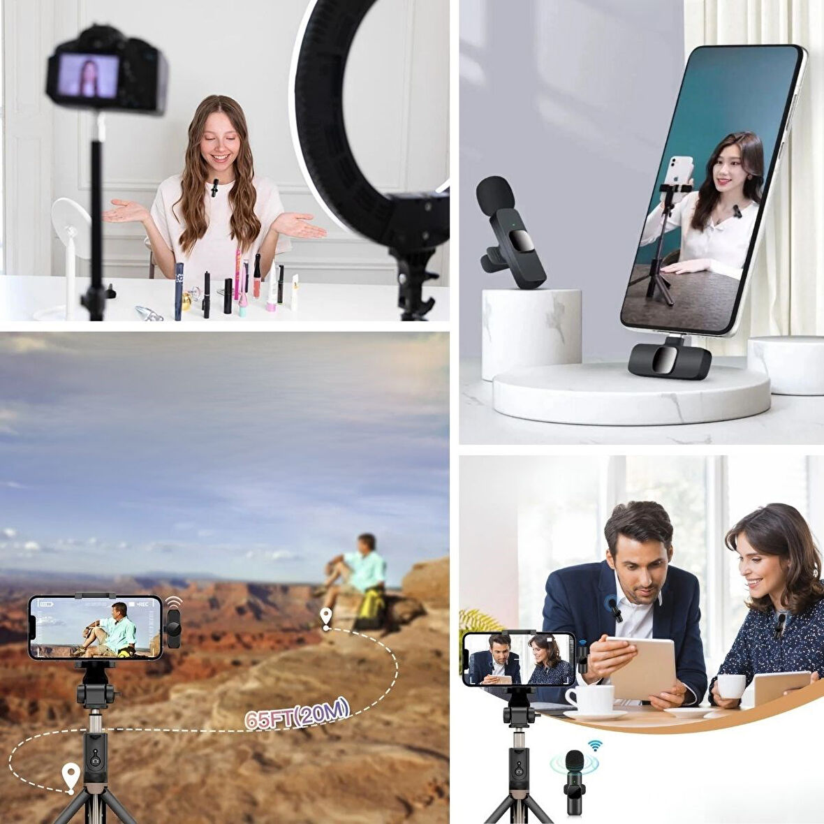 Büro Ev Ofis Personel Telefonu için Type C Iphone Uyumlu Kablosuz Mini Yaka Mikrofonu
