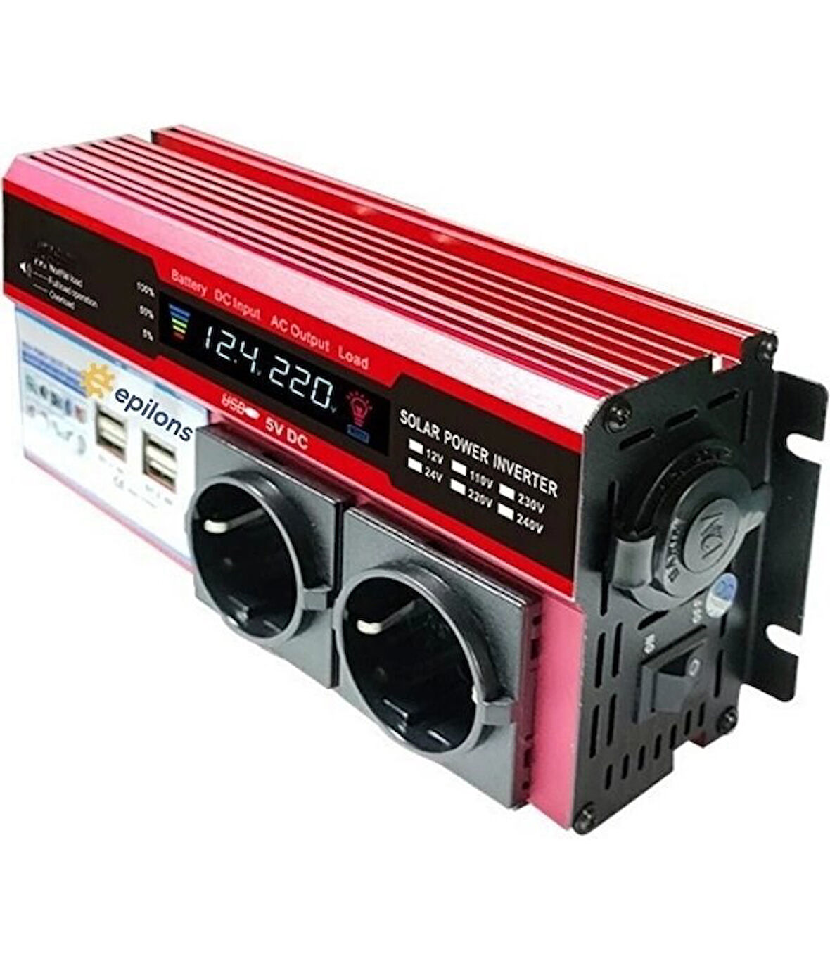 Büro Ev Ofis için 12V 2000W Araç Solar Enerjisi 2USB 2PRİZ Çakmaklık Modifiye Sinüs İnverter 