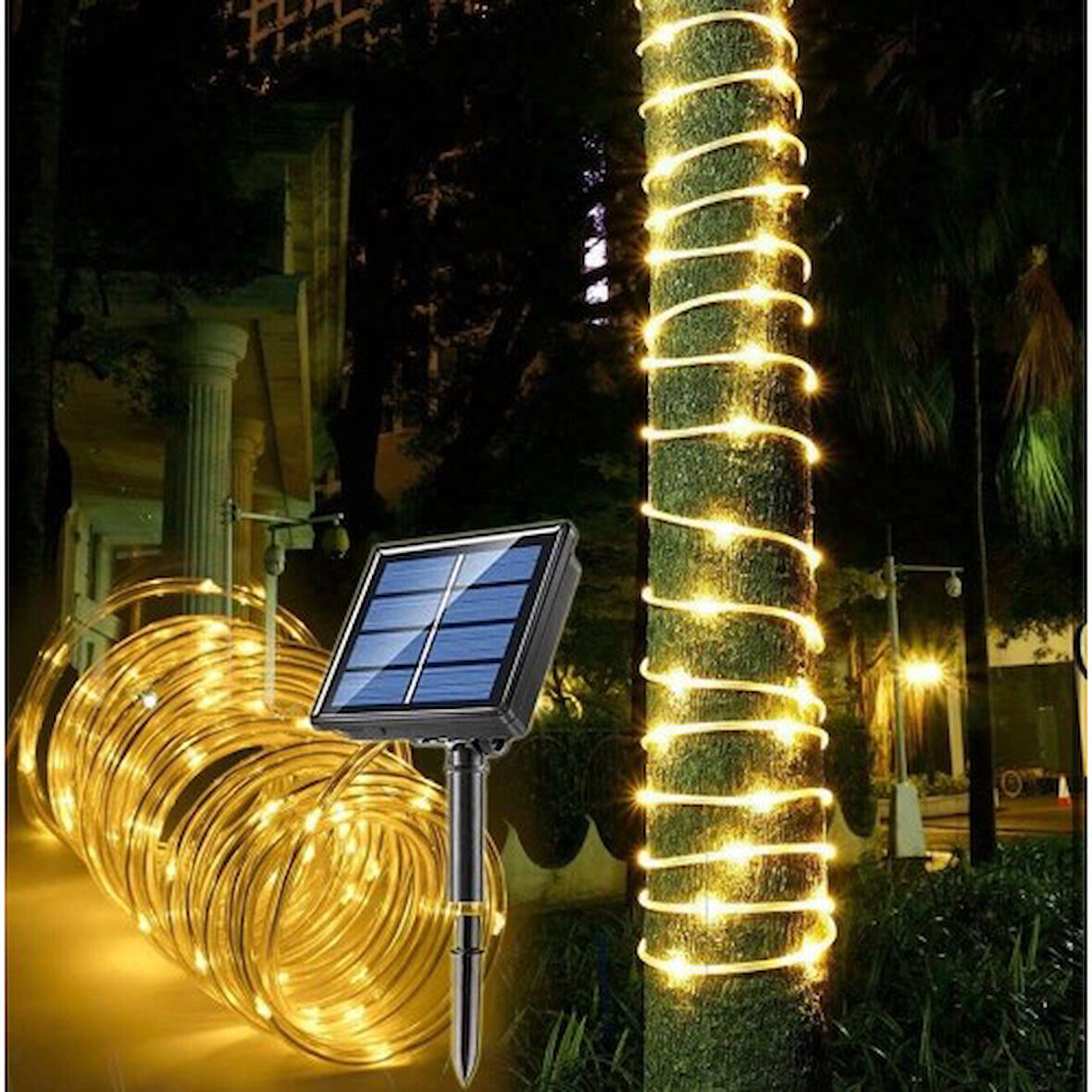 Büro Ev Ofis Yazlık için 10MT Solar Şarjlı Led Işık Hortum Lamba Aydınlatma