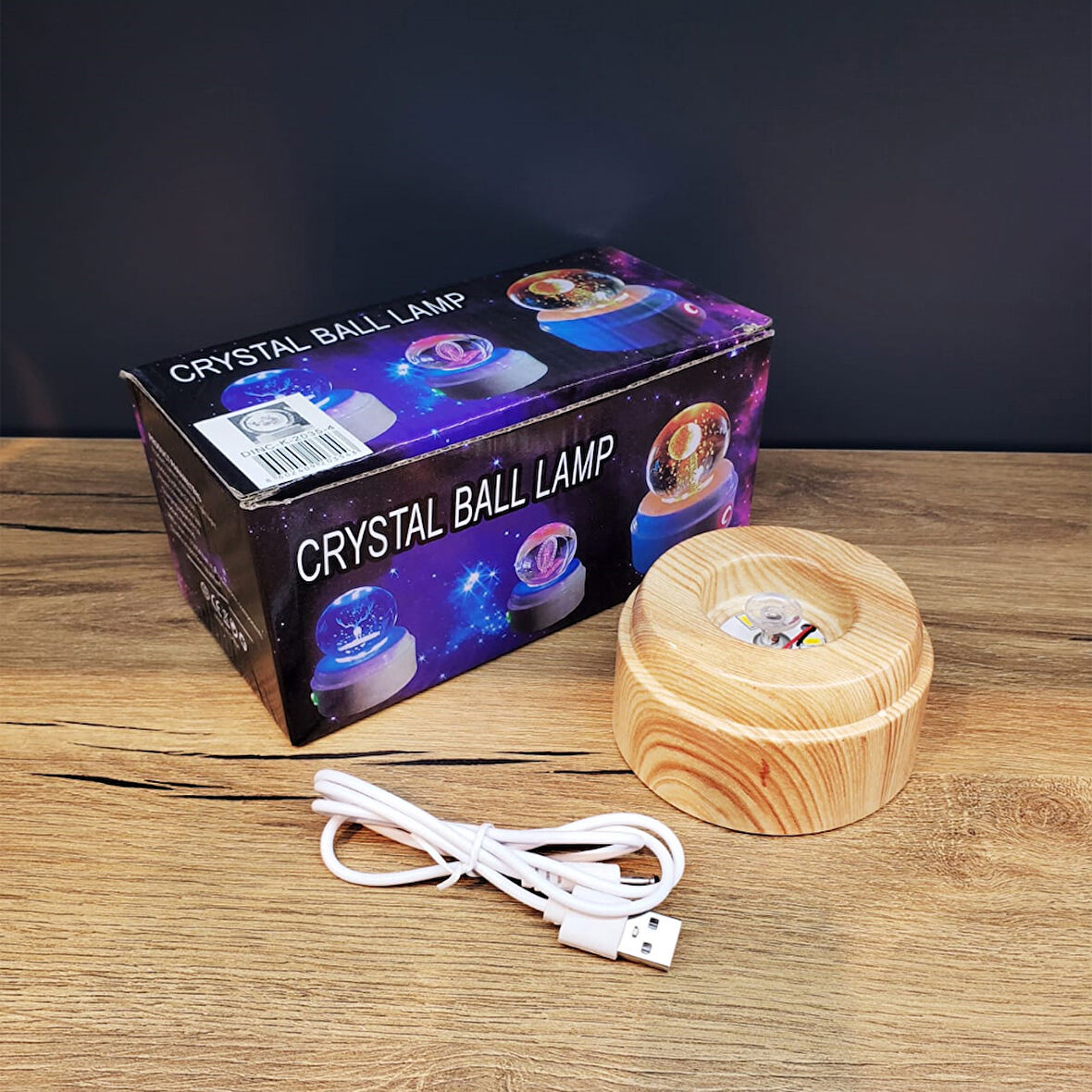 Büro Ev Ofis Hediyesi için 8CM Kalp Model Plastik Standlı Işıklı Dönen Cam Küre