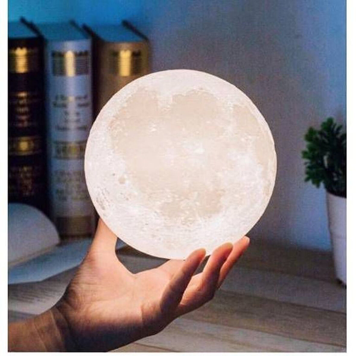 Büro Ev Ofis için 3D Ay Dekoratif Küre Led Başucu Gece Lambası